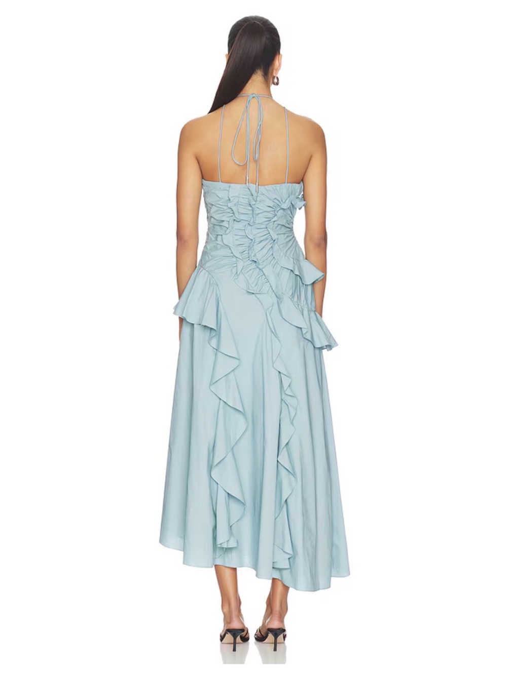AMUR Ottavia Ruffle Dress
Cumulus Light Blue Ruffle Halter Maxi Dress size 4 - Picture 11 of 17